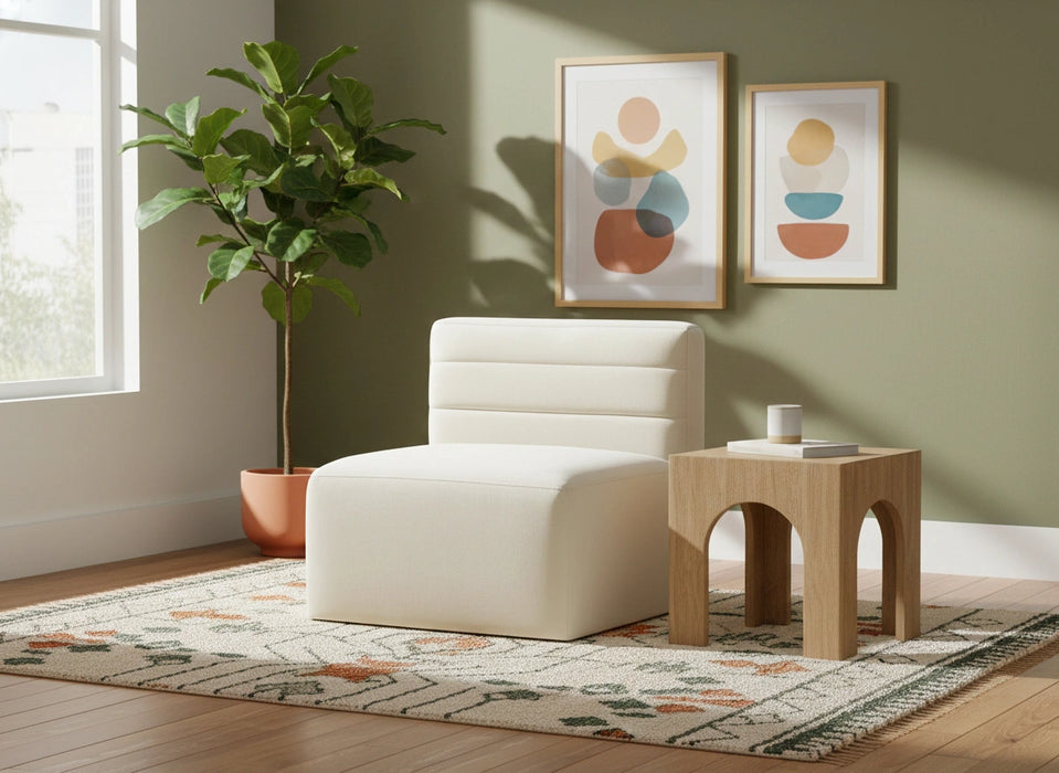 Quincy Cream Velvet Modular Armless Chair