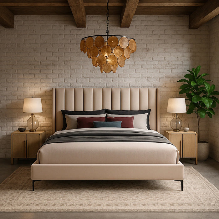 Nadia Pink Velvet King Bed