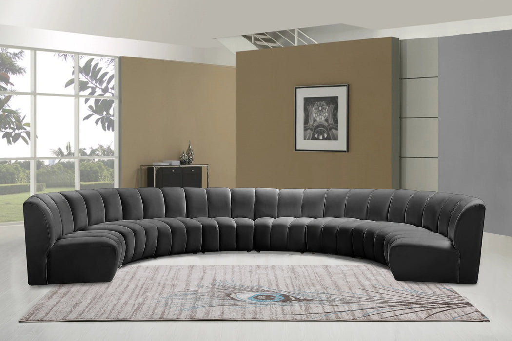 Infinity Grey Velvet 8pc. Modular Sectional
