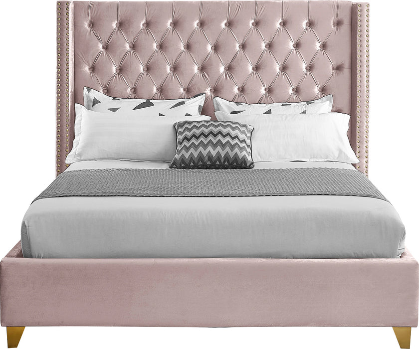 Barolo Pink Velvet Queen Bed