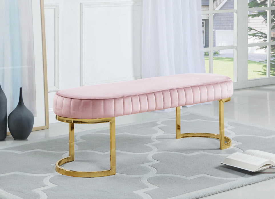 Lemar Pink Velvet Bench