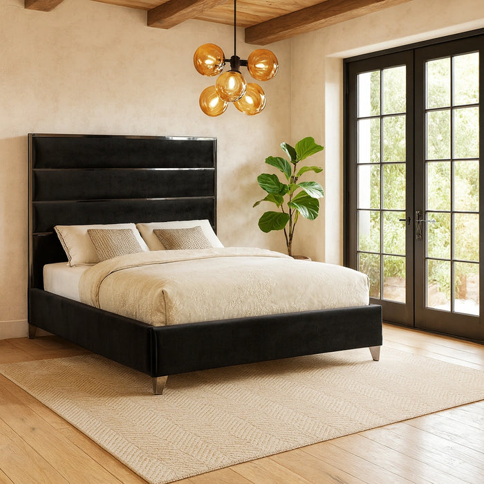 Zuma Black Velvet Full Bed
