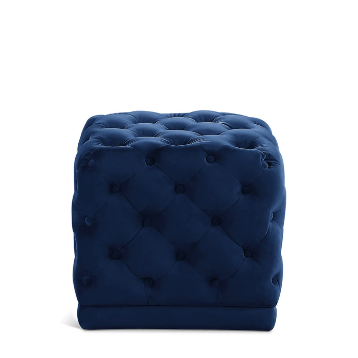 Stella Navy Velvet Ottoman/Stool