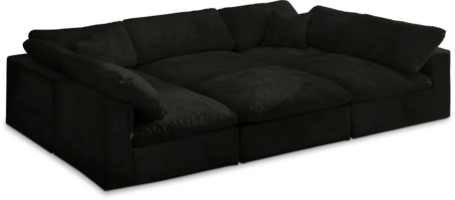 Cozy Black Velvet Cloud Modular Sectional