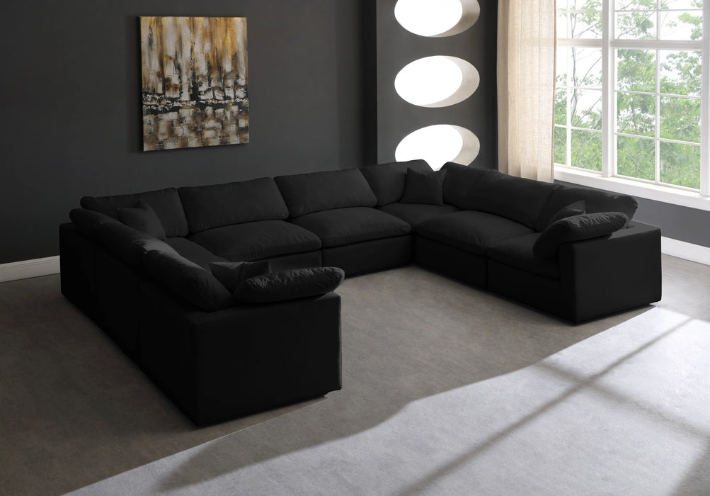 Plush Black Velvet Standard Cloud Modular Sectional