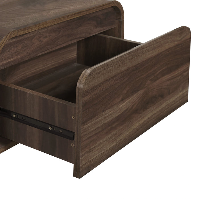 Mara One Drawer End Table / Bedside Table-Walnut
