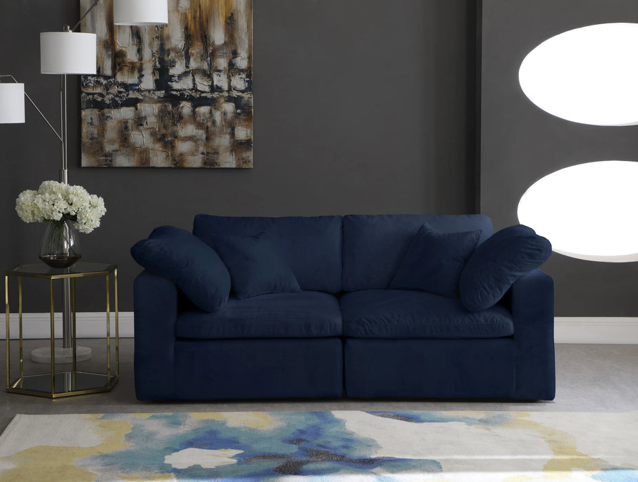 Cozy Navy Velvet Cloud Modular Sofa