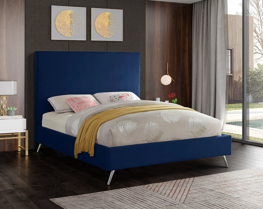 Jasmine Navy Velvet Full Bed