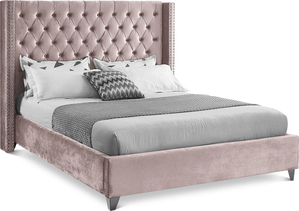 Aiden Pink Velvet King Bed