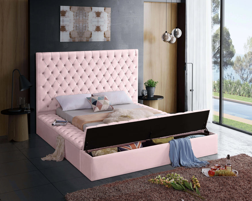 Bliss Pink Velvet King Bed (3 Boxes)